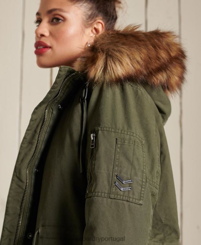 casaco parka militar premium mulheres verde roupas Superdry 2208H5639