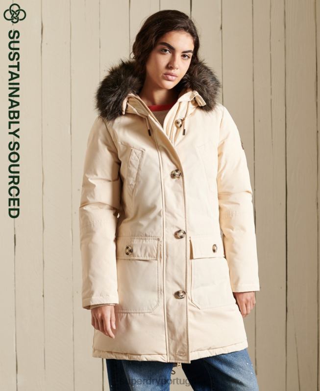 casaco parka novato mulheres creme roupas Superdry 2208H5474