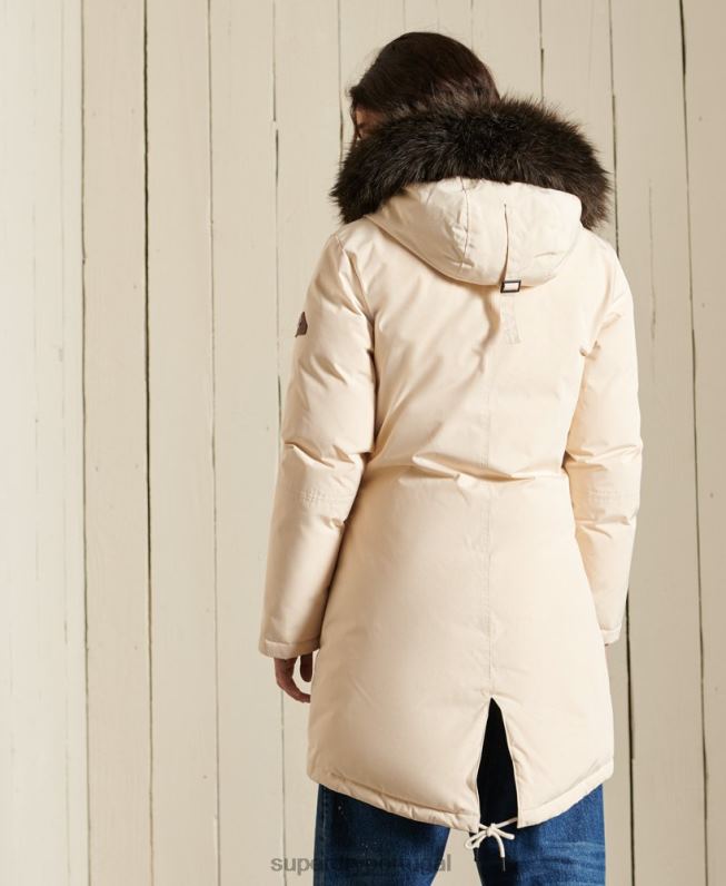 casaco parka novato mulheres creme roupas Superdry 2208H5474