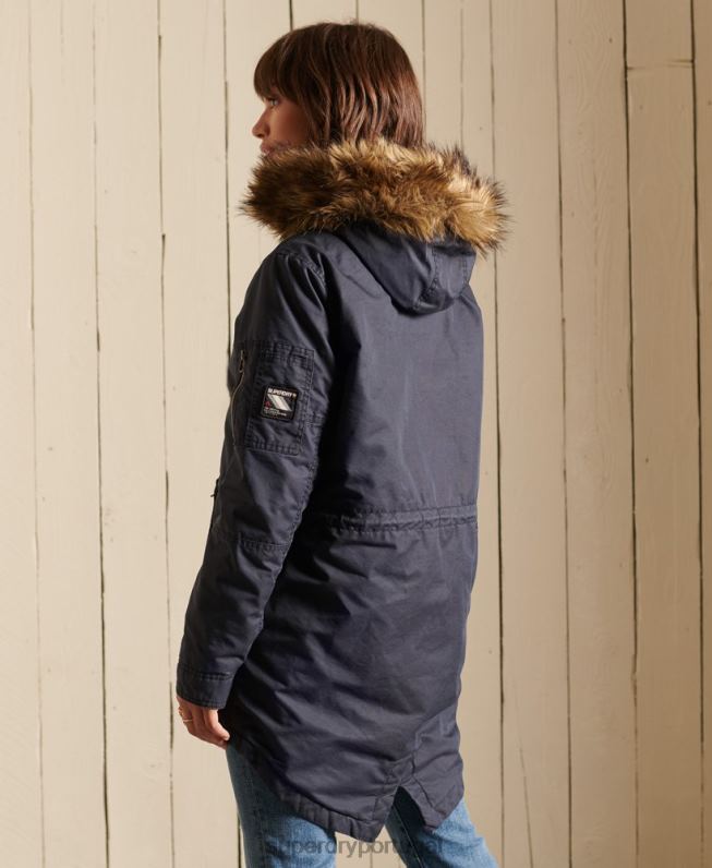 casaco parka rabo de peixe militar mulheres azul roupas Superdry 2208H5515