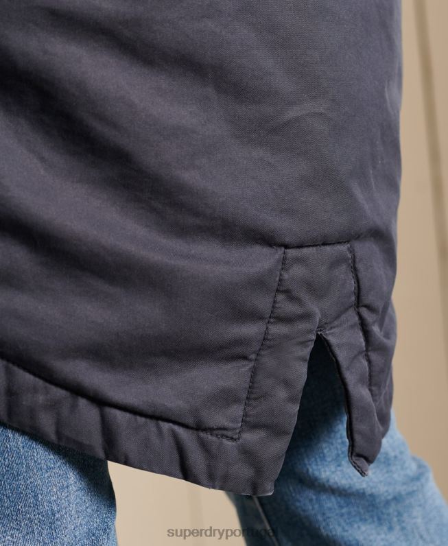 casaco parka rabo de peixe militar mulheres azul roupas Superdry 2208H5515