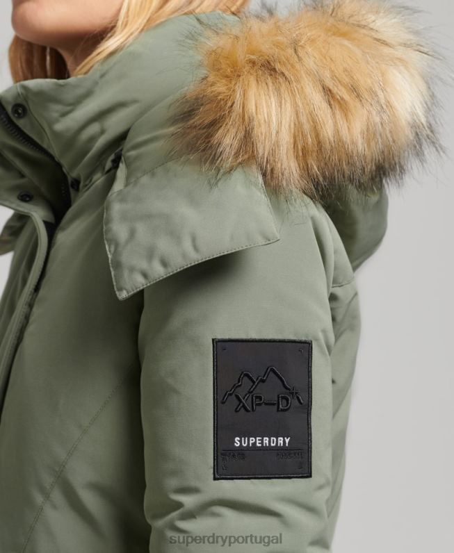 casaco parka xpd everest mulheres caqui roupas Superdry 2208H3655