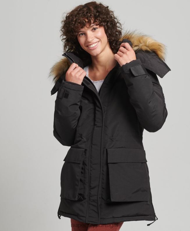 casaco parka xpd everest mulheres preto roupas Superdry 2208H3740