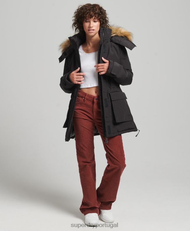 casaco parka xpd everest mulheres preto roupas Superdry 2208H3740