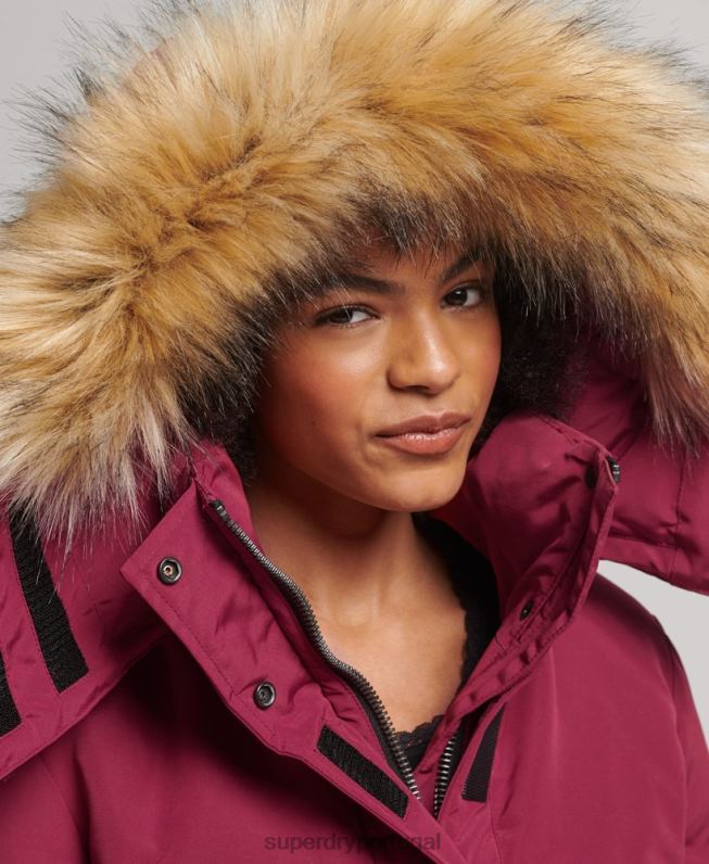 casaco parka xpd everest mulheres rosa roupas Superdry 2208H5445