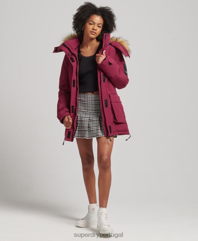 casaco parka xpd everest mulheres rosa roupas Superdry 2208H5445