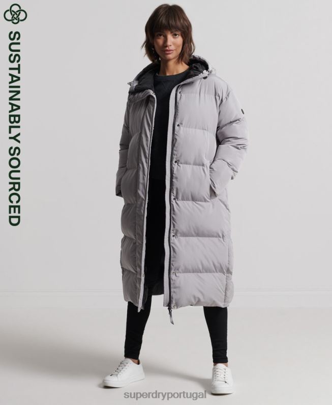 edredom longline mulheres cinza claro roupas Superdry 2208H3822