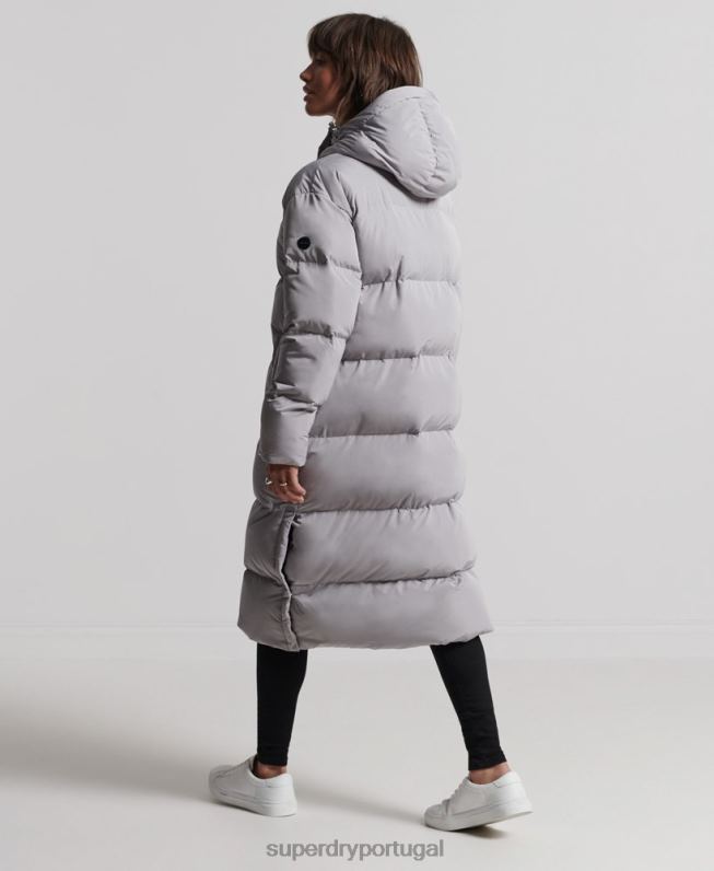 edredom longline mulheres cinza claro roupas Superdry 2208H3822