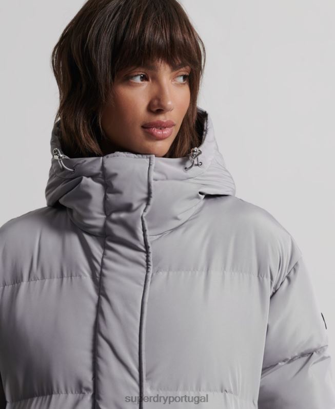 edredom longline mulheres cinza claro roupas Superdry 2208H3822