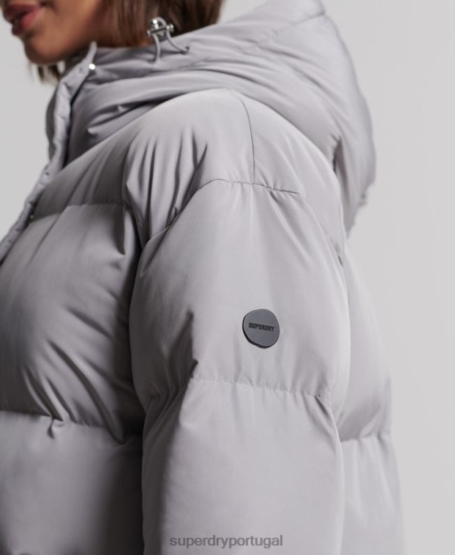 edredom longline mulheres cinza claro roupas Superdry 2208H3822