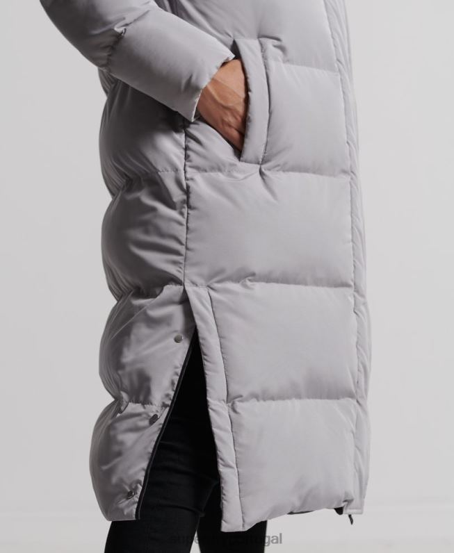 edredom longline mulheres cinza claro roupas Superdry 2208H3822