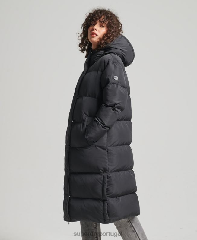 edredom longline mulheres preto roupas Superdry 2208H3706