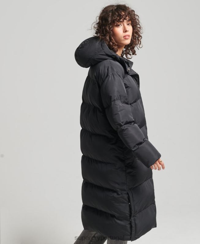 edredom longline mulheres preto roupas Superdry 2208H3706