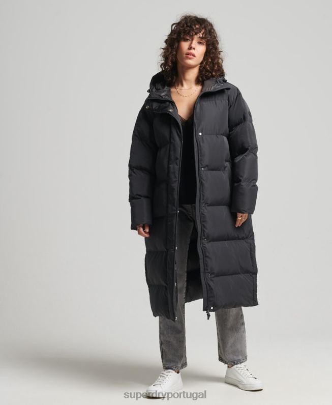 edredom longline mulheres preto roupas Superdry 2208H3706