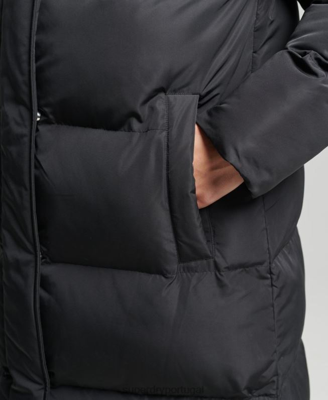 edredom longline mulheres preto roupas Superdry 2208H3706