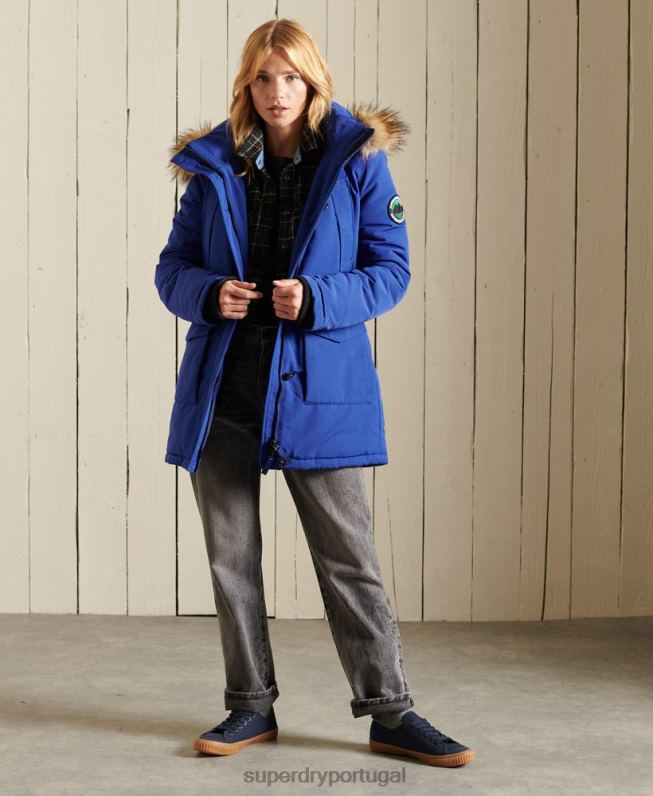 jaqueta parka everest mulheres azul roupas Superdry 2208H5701
