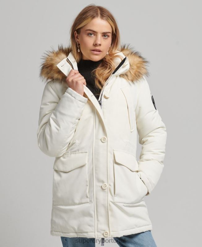 jaqueta parka everest mulheres branco roupas Superdry 2208H3604