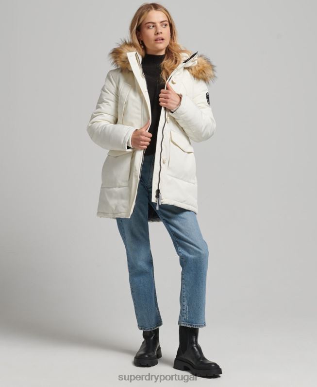 jaqueta parka everest mulheres branco roupas Superdry 2208H3604