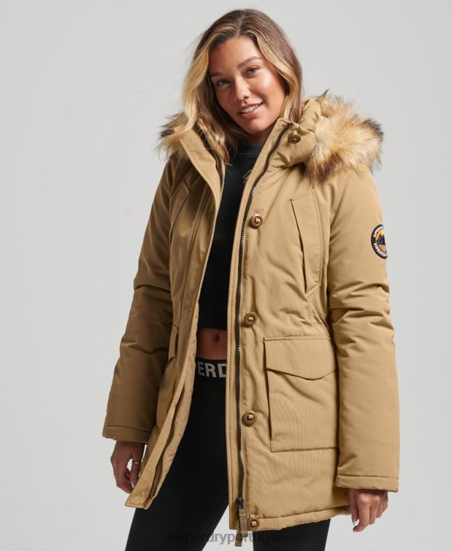 jaqueta parka everest mulheres bronzeado roupas Superdry 2208H5700
