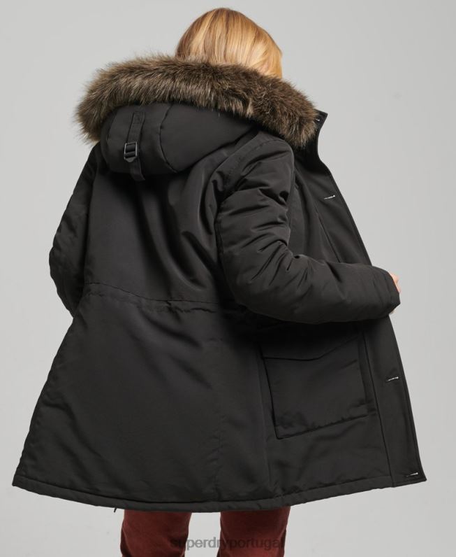 jaqueta parka everest mulheres cinza escuro roupas Superdry 2208H3780