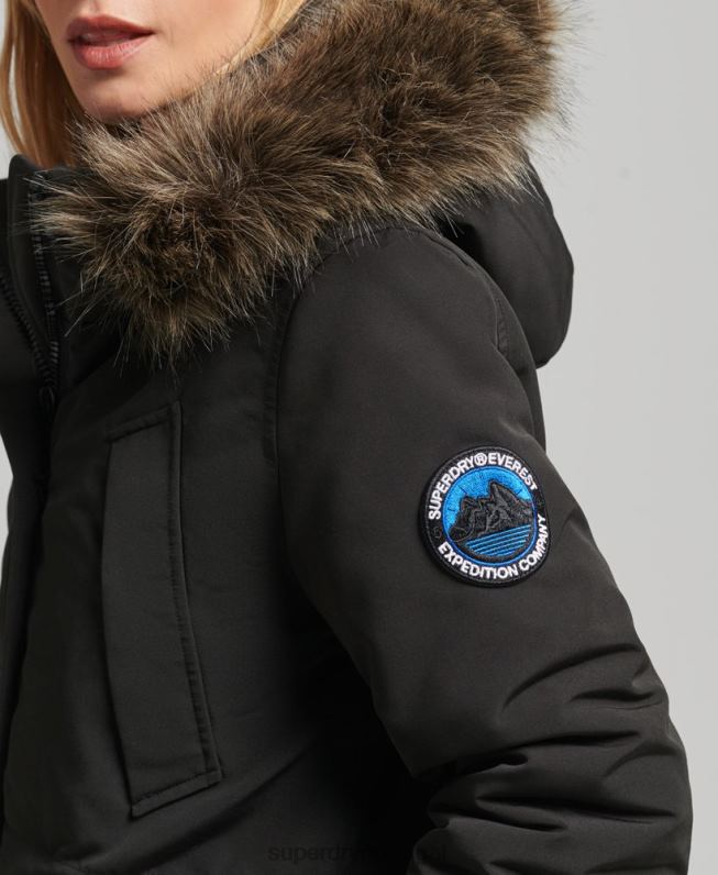 jaqueta parka everest mulheres cinza escuro roupas Superdry 2208H3780