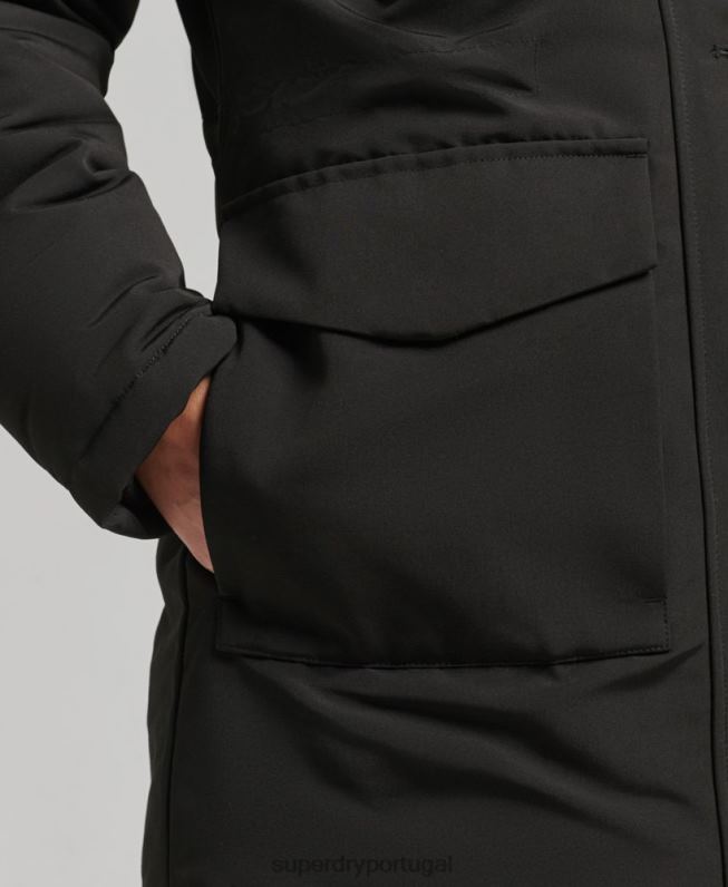 jaqueta parka everest mulheres cinza escuro roupas Superdry 2208H3780