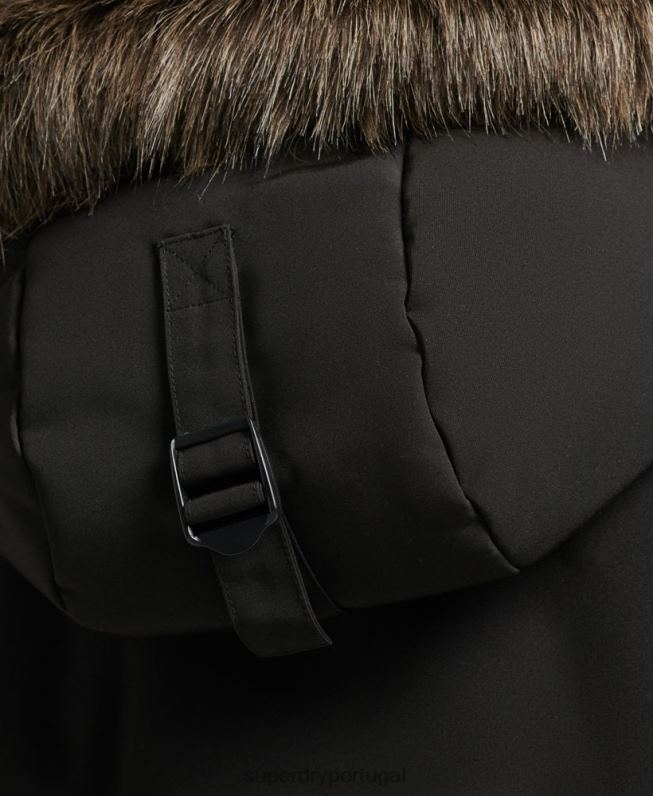jaqueta parka everest mulheres cinza escuro roupas Superdry 2208H3780