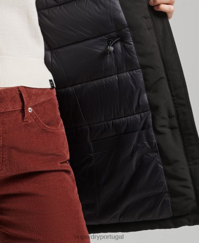 jaqueta parka everest mulheres cinza escuro roupas Superdry 2208H3780