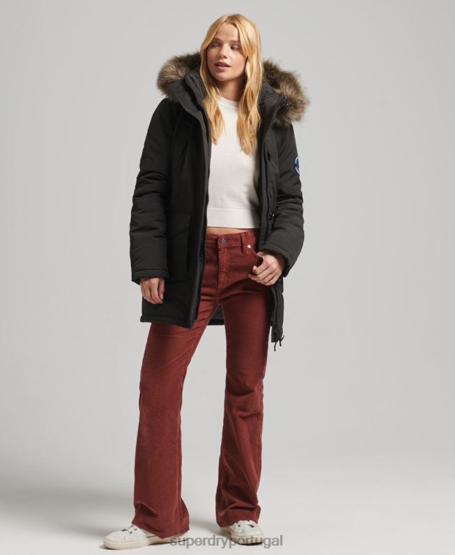 jaqueta parka everest mulheres cinza escuro roupas Superdry 2208H3780