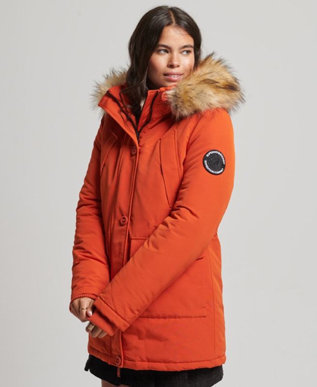 jaqueta parka everest mulheres laranja roupas Superdry 2208H3684