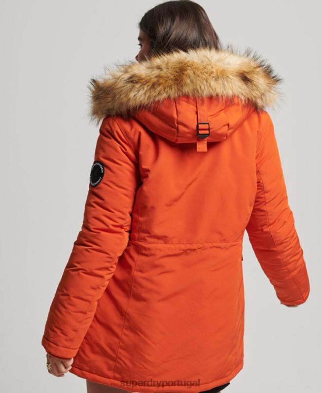 jaqueta parka everest mulheres laranja roupas Superdry 2208H3684
