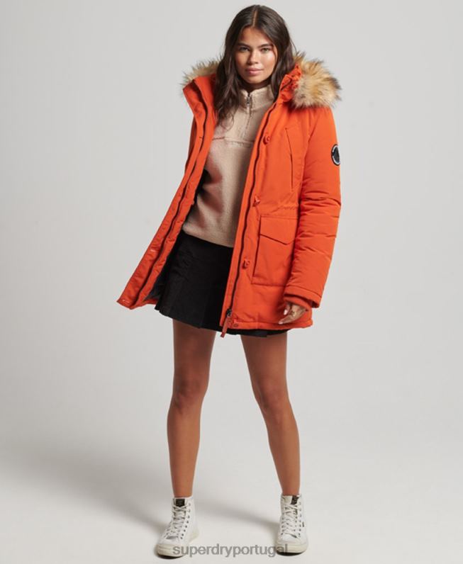 jaqueta parka everest mulheres laranja roupas Superdry 2208H3684