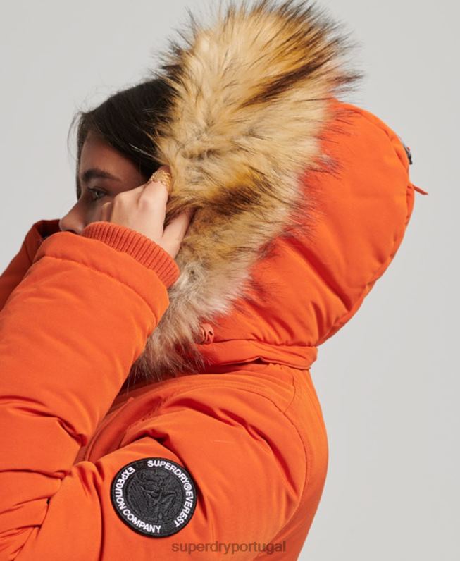 jaqueta parka everest mulheres laranja roupas Superdry 2208H3684