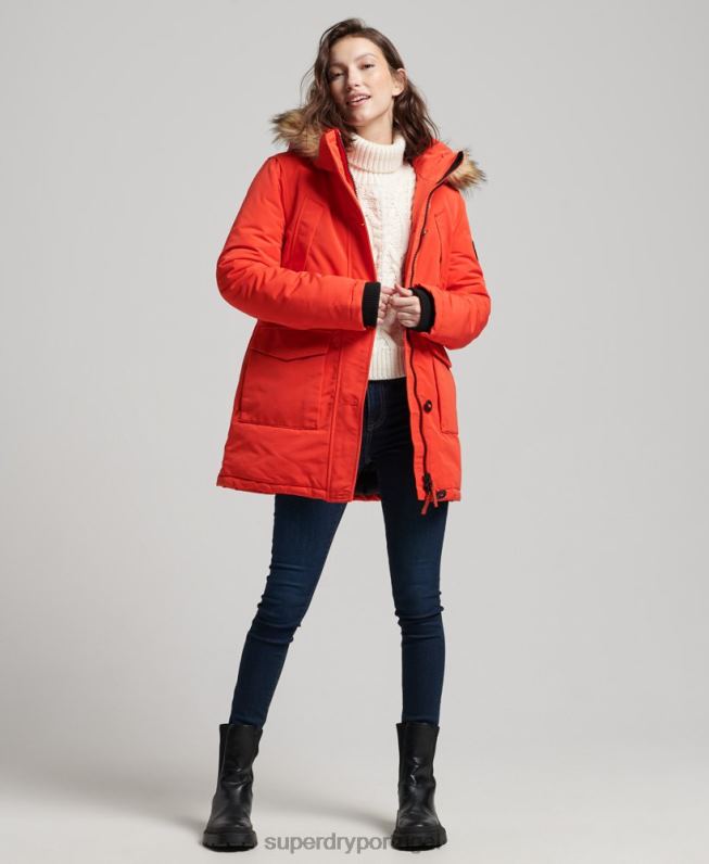 jaqueta parka everest mulheres laranja roupas Superdry 2208H3785
