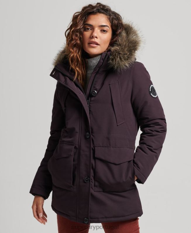 jaqueta parka everest mulheres roxo roupas Superdry 2208H3786