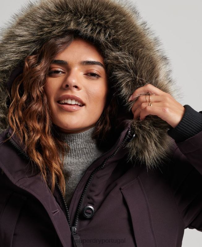 jaqueta parka everest mulheres roxo roupas Superdry 2208H3786