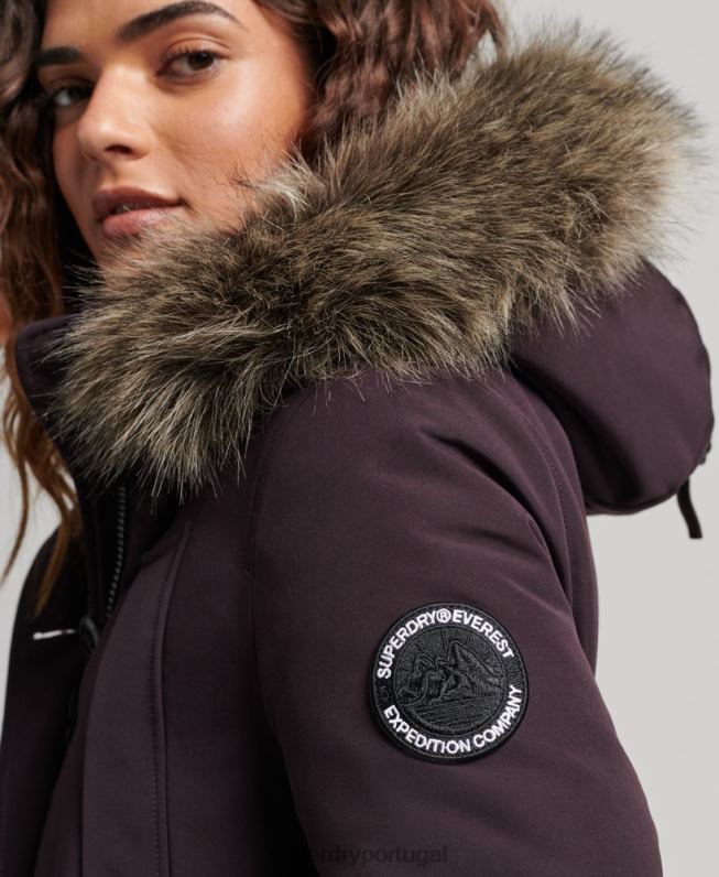 jaqueta parka everest mulheres roxo roupas Superdry 2208H3786