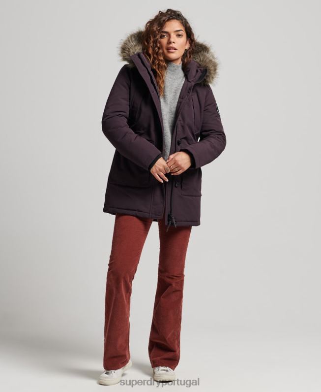 jaqueta parka everest mulheres roxo roupas Superdry 2208H3786