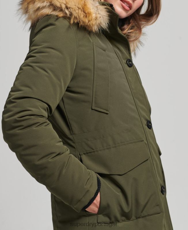 jaqueta parka everest mulheres verde roupas Superdry 2208H3781