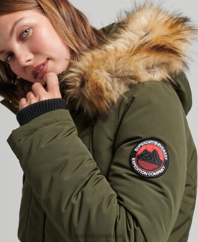 jaqueta parka everest mulheres verde roupas Superdry 2208H3781