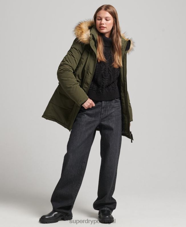 jaqueta parka everest mulheres verde roupas Superdry 2208H3781