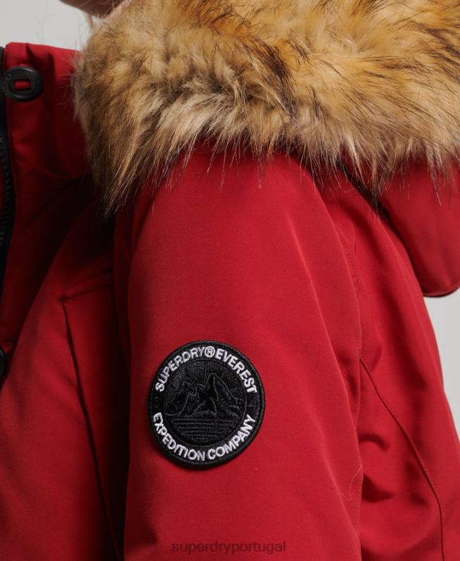 jaqueta parka everest mulheres vermelho roupas Superdry 2208H3809