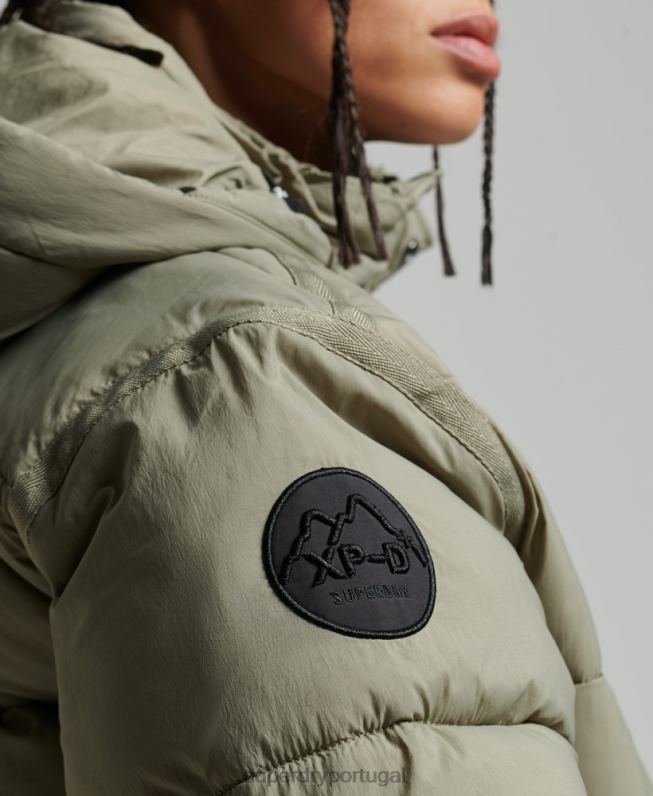 puffer coat casulo longline mulheres caqui roupas Superdry 2208H5451