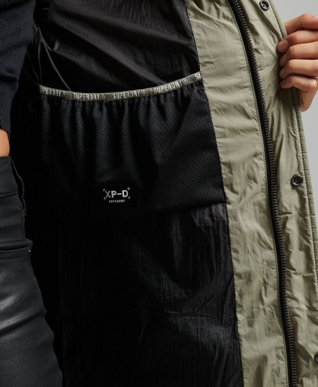 puffer coat casulo longline mulheres caqui roupas Superdry 2208H5451