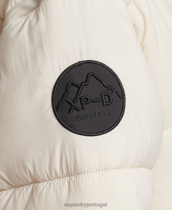 puffer coat casulo longline mulheres creme roupas Superdry 2208H5470