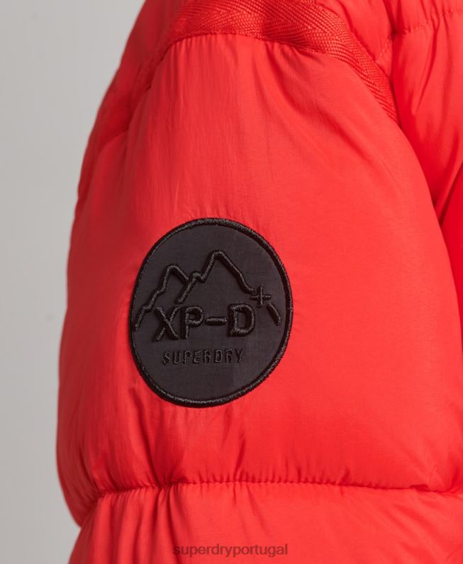 puffer coat casulo longline mulheres vermelho roupas Superdry 2208H5501