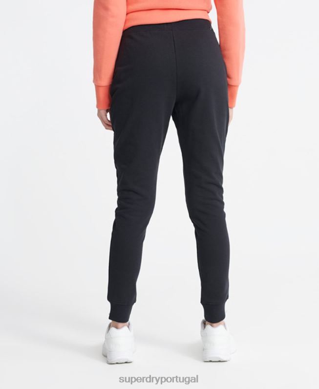 jogger loopback com etiqueta padrão de algodão orgânico mulheres preto roupas Superdry 2208H3941