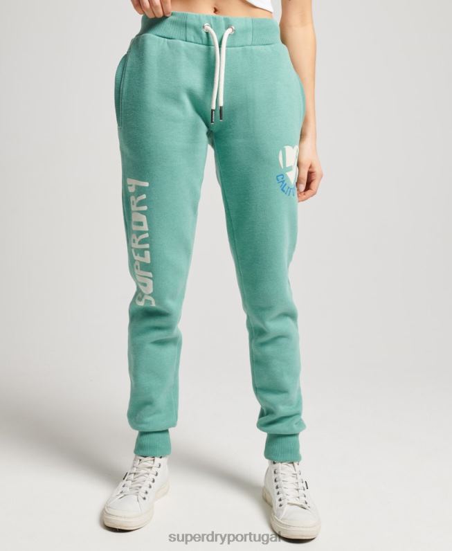 jogger vintage cali cut out mulheres verde roupas Superdry 2208H2269