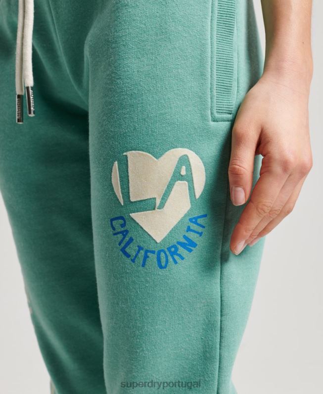 jogger vintage cali cut out mulheres verde roupas Superdry 2208H2269