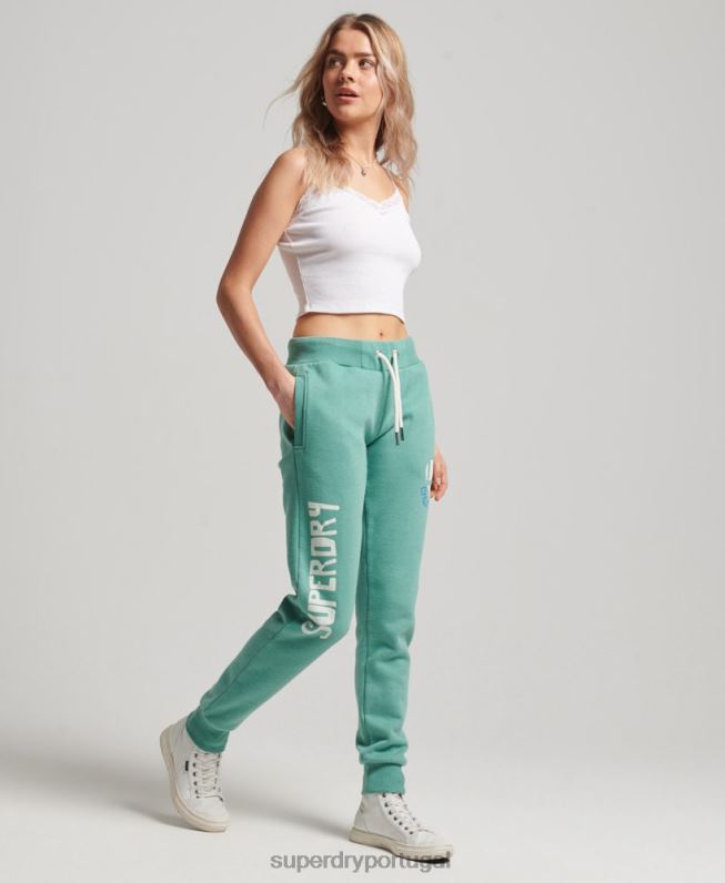 jogger vintage cali cut out mulheres verde roupas Superdry 2208H2269